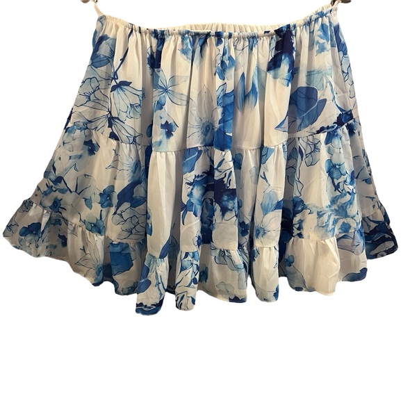 CHICWAYS DRESS, Size L, White & Blue V-Neck Y2K Babydoll Tiered Flowy Dress, NEW - Picture 8 of 12